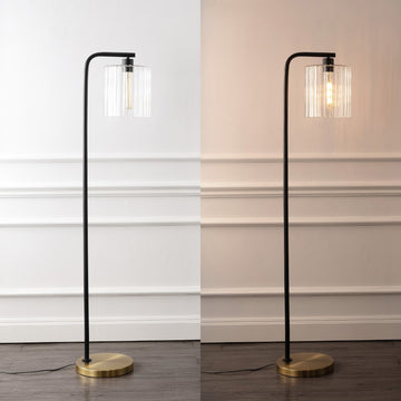 Easton 60.75" Modern Minimalist Metal/Ribbed Glass LED Floor Lamp - JONATHAN Y